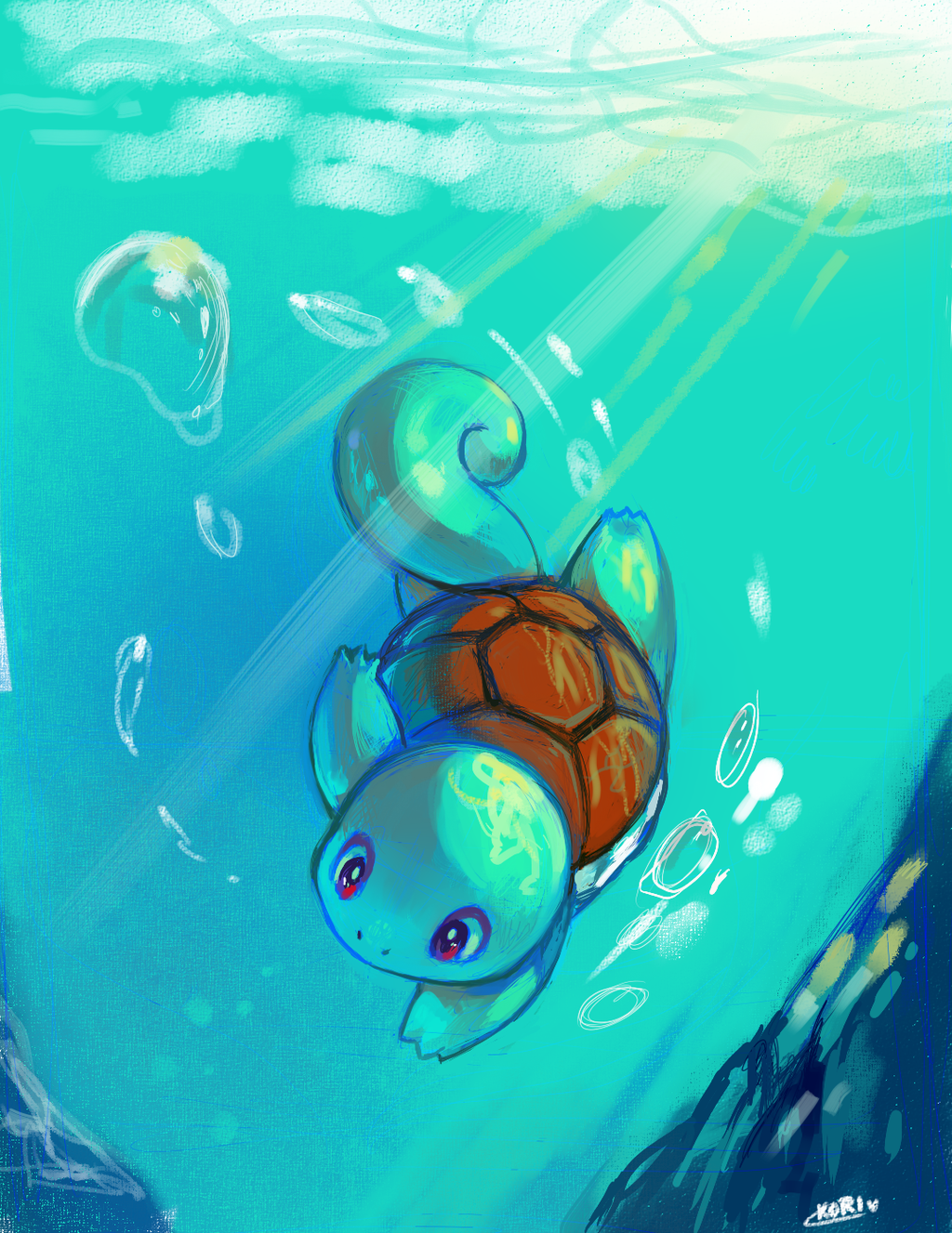 1024x1327 Squirtle By On @ Gamer - Squirtle Painting
