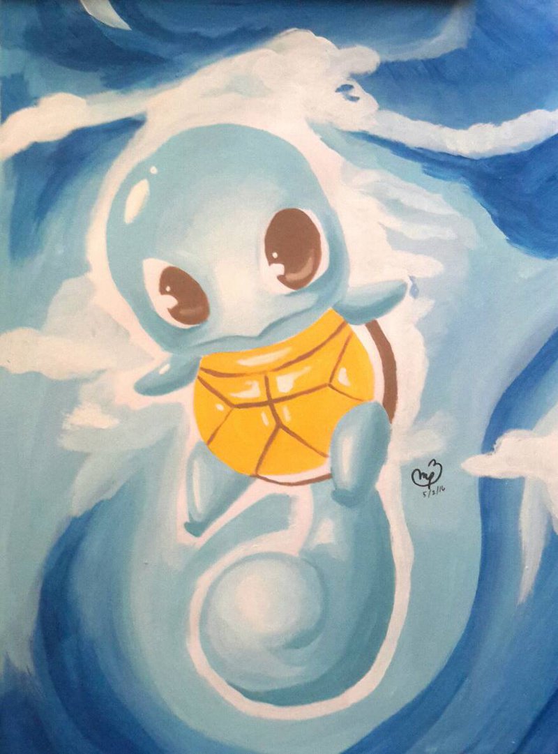 800x1081 Swimming Squirtle By Coloredincats - Squirtle Painting