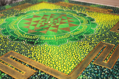 400x265 Golden Sri Yantra Mandala Dot Painting - Sri Yantra Painting