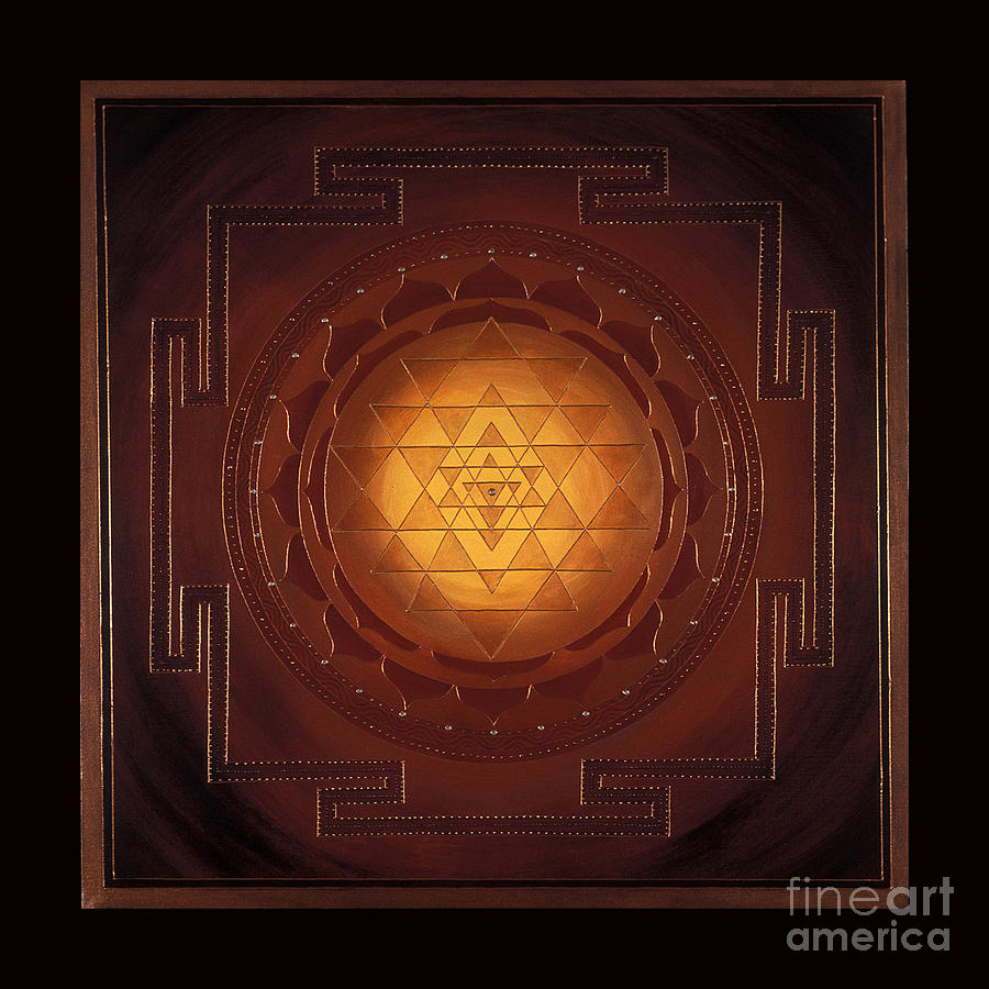 900x900 Golden Sri Yantra Painting By Charlotte Backman - Sri Yantra Painting
