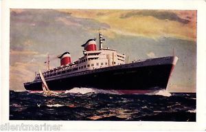 300x192 S.s. United States, Postcard Of Painting By W. J. Aylward - Ss United States Painting