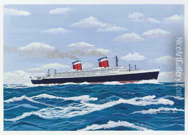 600x431 S.s. United States Oil Painting Reproduction By E.w. Bearman - Ss United States Painting