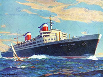355x267 Painting Ship American Sea Ss United States Fine Art - Ss United States Painting