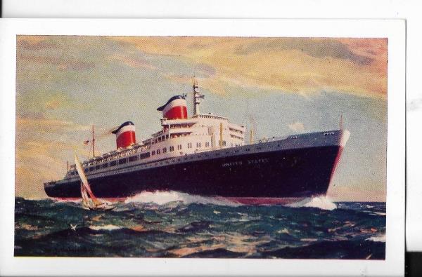 600x395 New S.s United States Cruise Ship Postcard 1950s Era Ebay - Ss United States Painting