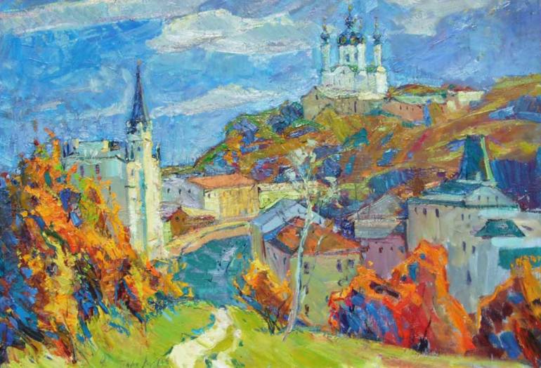 770x524 Saatchi Art St. Andrew's Descent, Kiev Painting By Andrew Shershnev - St Andrews Painting