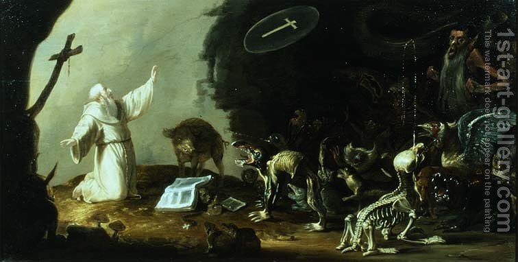 756x382 The Temptation Of St Anthony Cornelis Saftleven Reproduction 1st - St Anthony Painting
