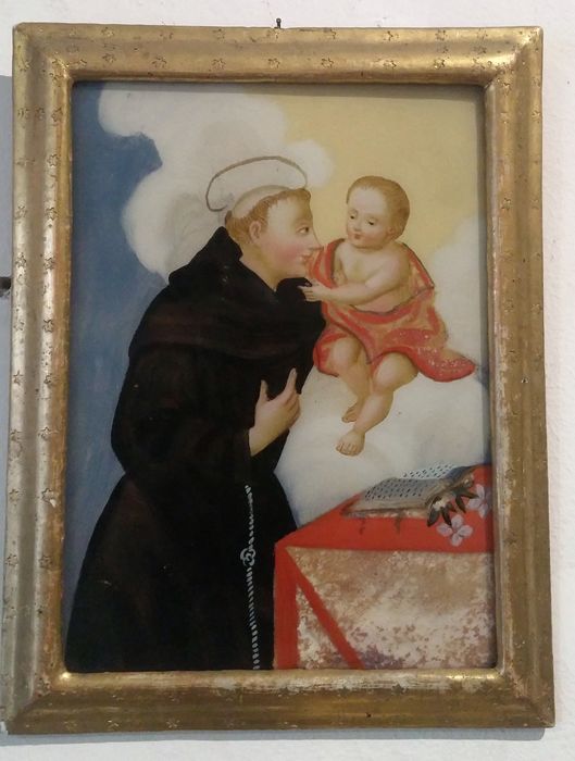 529x700 Glass Painting St. Anthony With Baby Jesus German School - St Anthony Painting