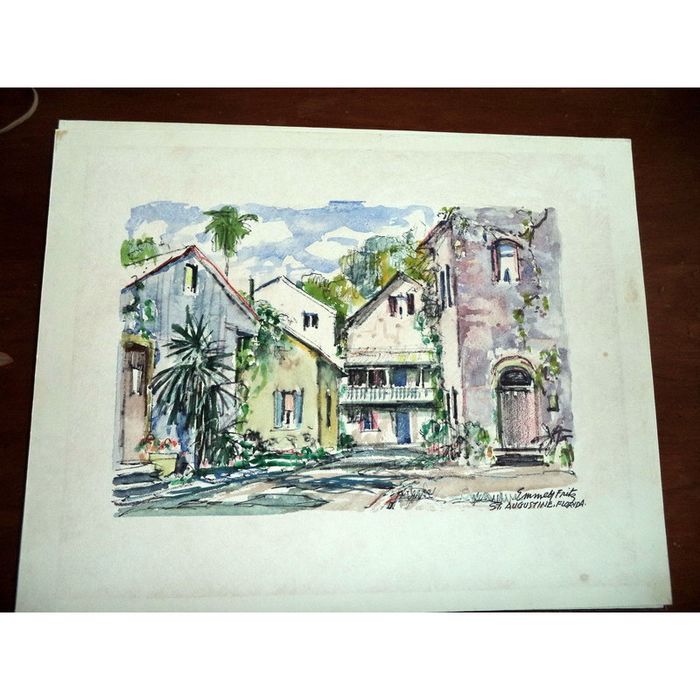 700x700 Signed Emmett Fritz St Augustine Florida Watercolor Painting Art - St Augustine Painting