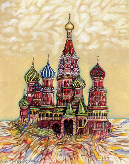 450x570 Red Square Painting - St Basils Cathedral Painting