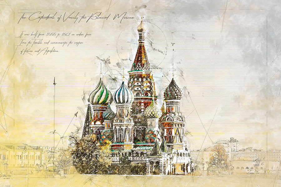 900x599 Saint Basil's Cathedral Painting By Theodor Decker - St Basils Cathedral Painting