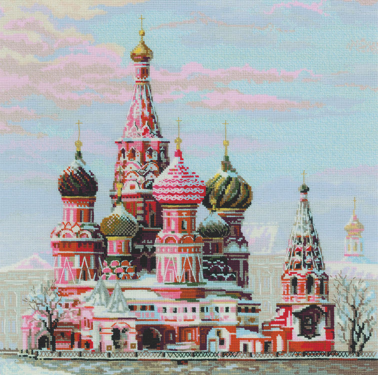 756x750 St Basil's Cathedral Moscow Cross Stitch Kit Only - St Basils Cathedral Painting