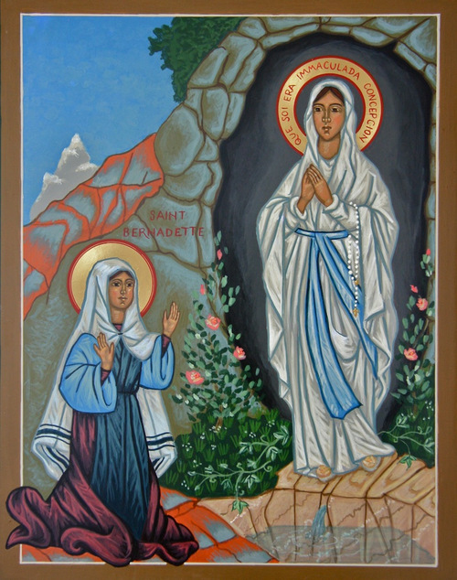 500x634 Our Lady Of Lourdes - St Bernadette Painting