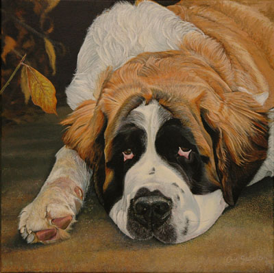 400x399 St Bernard Portrait Painting Roxy Chris Seaton Portraits - St Bernard Painting