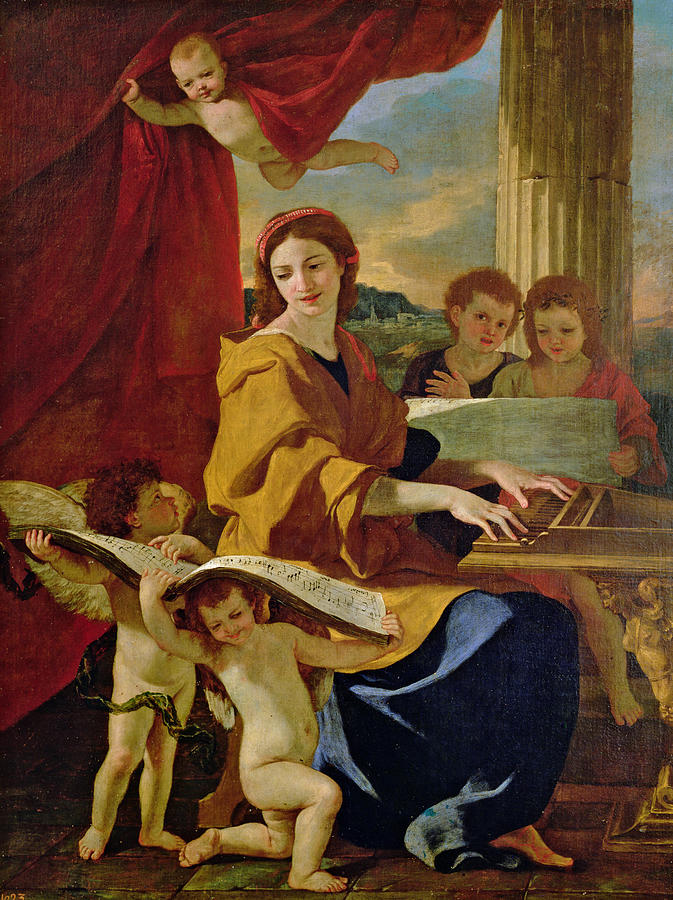 673x900 Saint Cecilia Painting By Nicolas Poussin - St Cecilia Painting