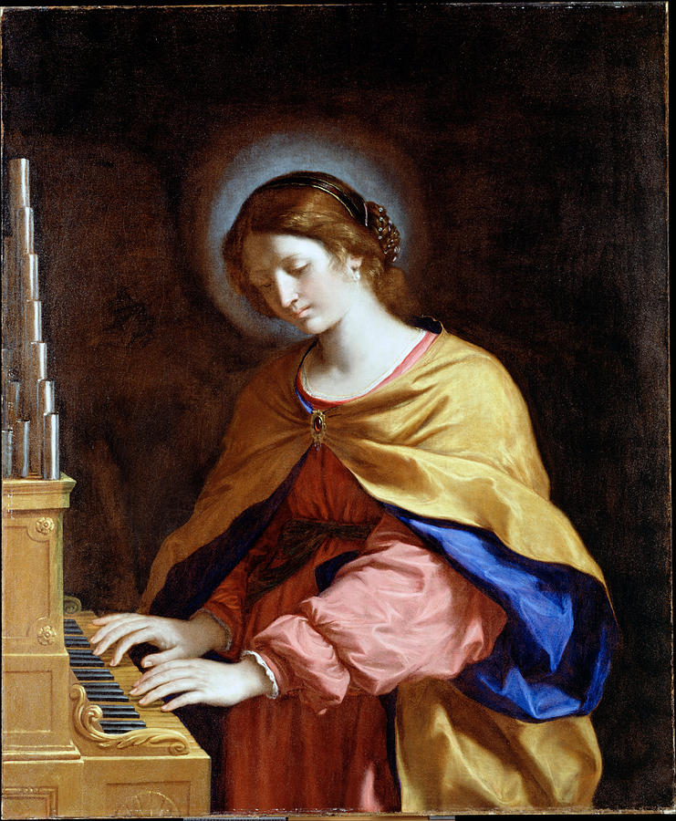 741x900 St Cecilia Painting By Guercino - St Cecilia Painting
