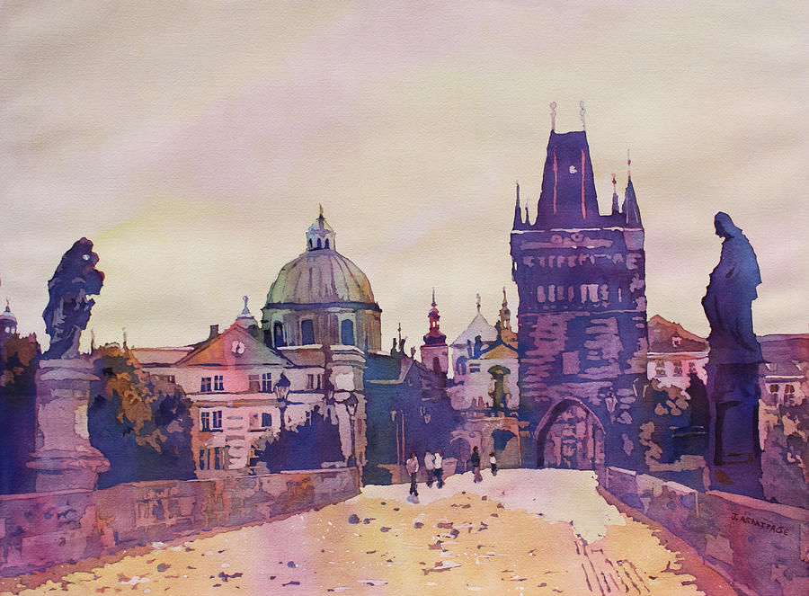900x663 Morning On The St. Charles Bridge Painting By Jenny Armitage - St Charles Painting
