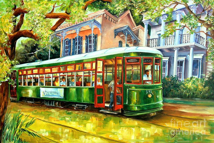 900x603 Streetcar On St.charles Avenue Painting By Diane Millsap - St Charles Painting