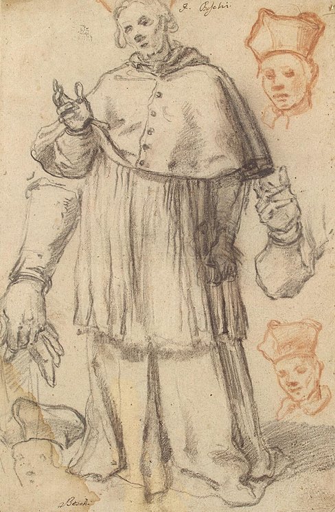 488x745 Studies Of St Charles Borromeo's Figure, Head And Arms - St Charles Painting