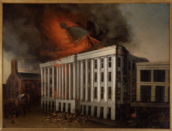 600x456 Filest Charles Hotel New Orleans On Fire 1851.jpg - St Charles Painting
