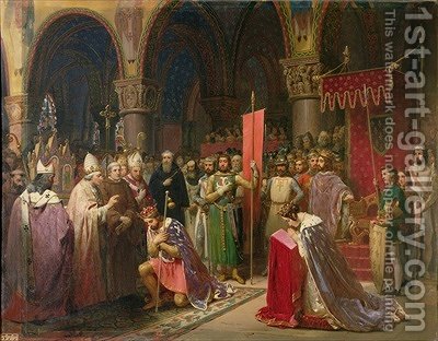 400x312 Louis Vii 1120 1180 The Young King Of France Taking The Banner - St Denis Painting