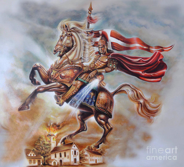 599x546 Saint Florian Art Print By Claudio Osorio - St Florian Painting