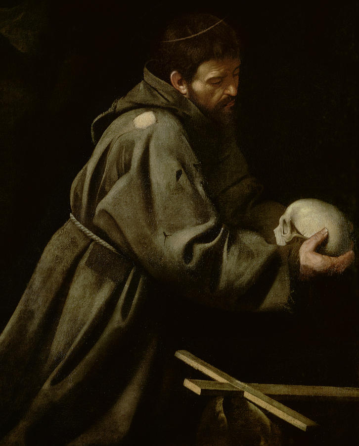 726x900 Saint Francis In Meditation Painting By Michelangelo Merisi Da - St Francis Painting