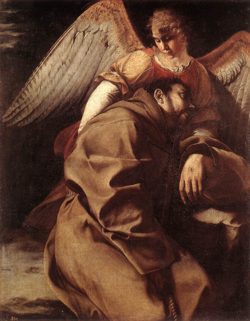801x1028 St Francis Supported By An Angel - St Francis Painting