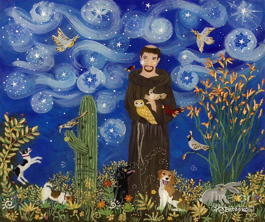 900x753 St. Francis Starry Night Painting By Sue Betanzos - St Francis Painting