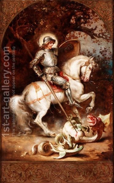 372x600 St George And The Dragon Daniel Hock Reproduction 1st Art Gallery - St George And The Dragon Painting