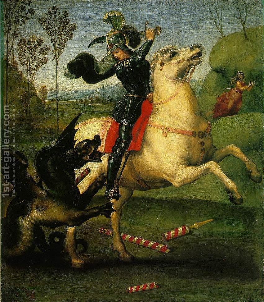 851x972 St George Fighting The Dragon Raphael Reproduction 1st Art Gallery - St George And The Dragon Painting