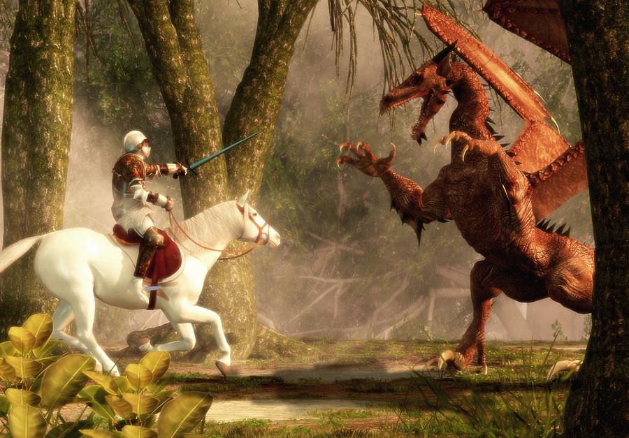 900x627 Saint George And The Dragon Digital Art By Daniel Eskridge - St George And The Dragon Painting