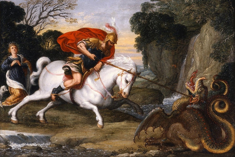 800x536 Saint George Defeating The Dragon Painting Johann Oil - St George And The Dragon Painting