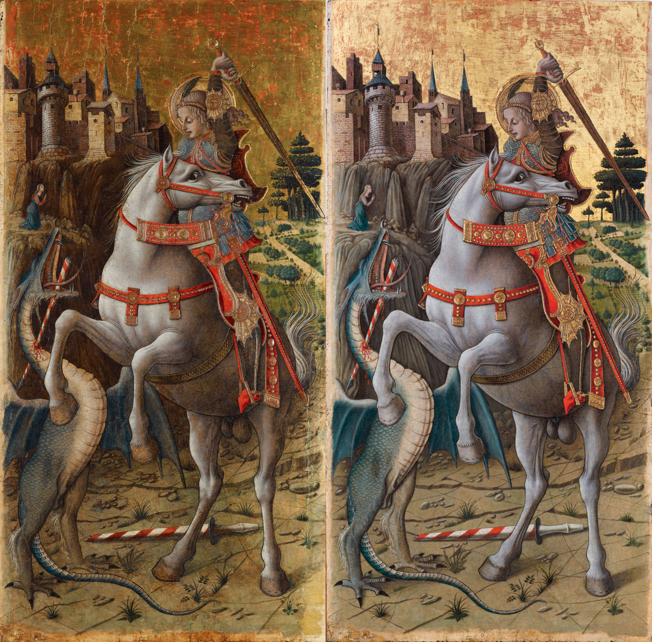 1280x1259 Renaissance Painter Crivelli, With His Gilded - St George And The Dragon Painting Raphael