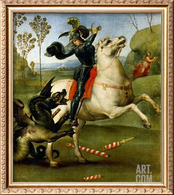 711x800 Saint George Fighting The Dragon Painted By Raphael In 1505 - St George And The Dragon Painting Raphael