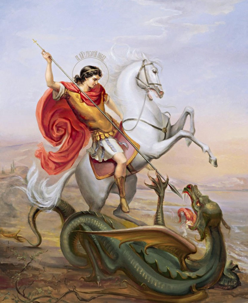 830x1015 On The Famous Serbian Icon St. George Is Slaying The Dragon, - St George Dragon Painting