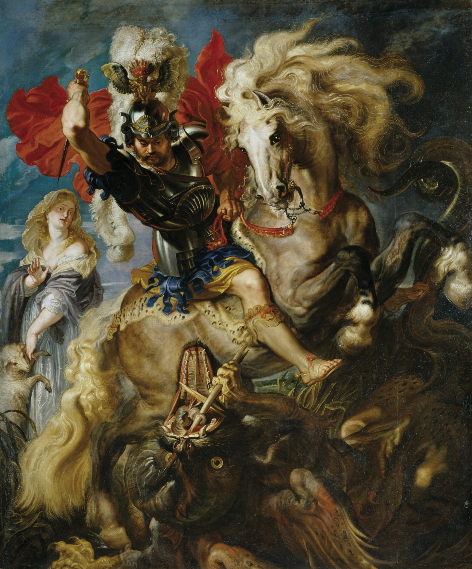 1593x1920 Saint George Battles The Dragon - St George Dragon Painting