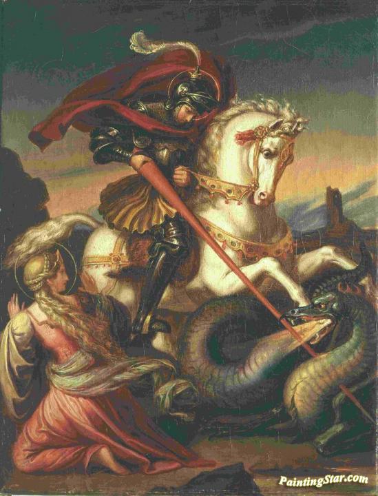 549x720 St. George Slaying The Dragon Artwork By Carl Begas Oil Painting - St George Dragon Painting