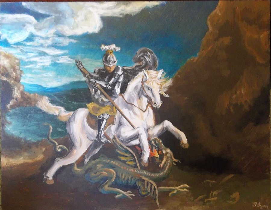 900x700 St. George Slaying The Dragon By Crackedpsyche - St George Dragon Painting