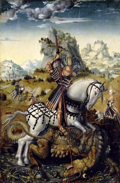 393x600 St George Painting Lucas The Elder Cranach Oil Paintings - St George Painting