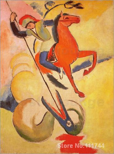 370x500 Abstract Modern Art Painting St. George August Macke High Quality - St George Painting