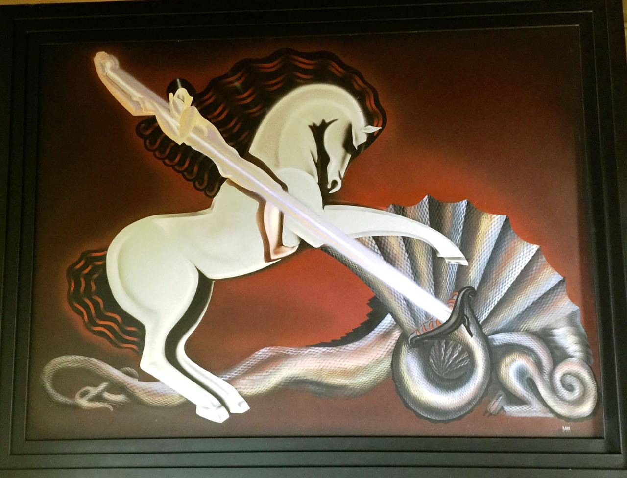 1280x976 Modernist Art Deco Style Painting Of St. George And The Dragon - St George Painting