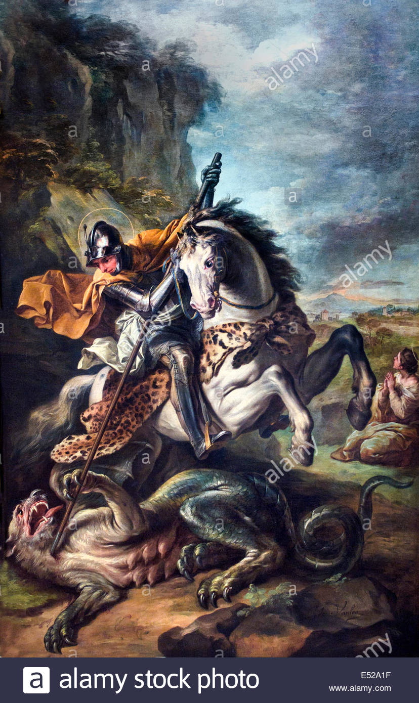 828x1390 Saint George Slaying The Dragon By Carle Van Loo 1705 1765 France - St George Slaying The Dragon Painting