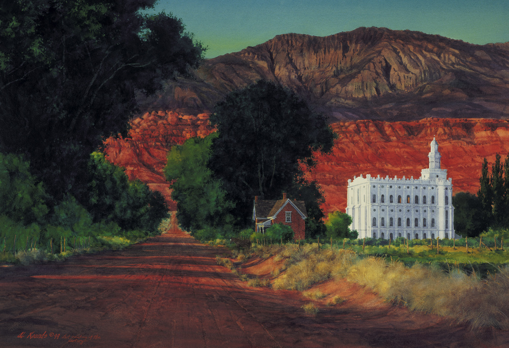 1000x683 St. George Temple Looking North Al Rounds - St George Temple Painting