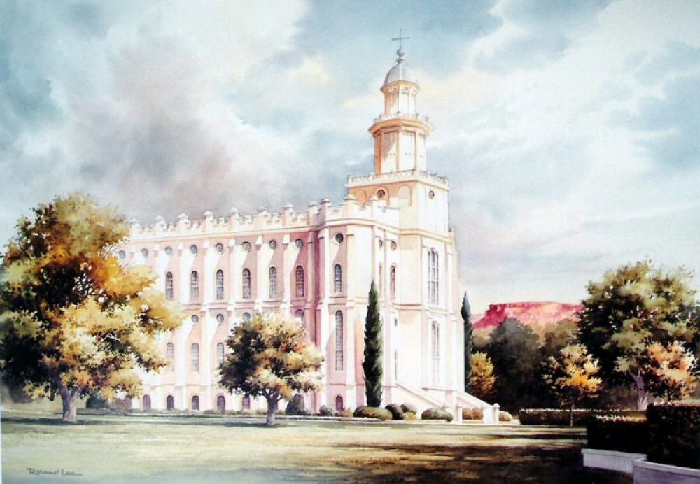 1000x692 St. George Temple Morning Litho Print Roland Lee - St George Temple Painting