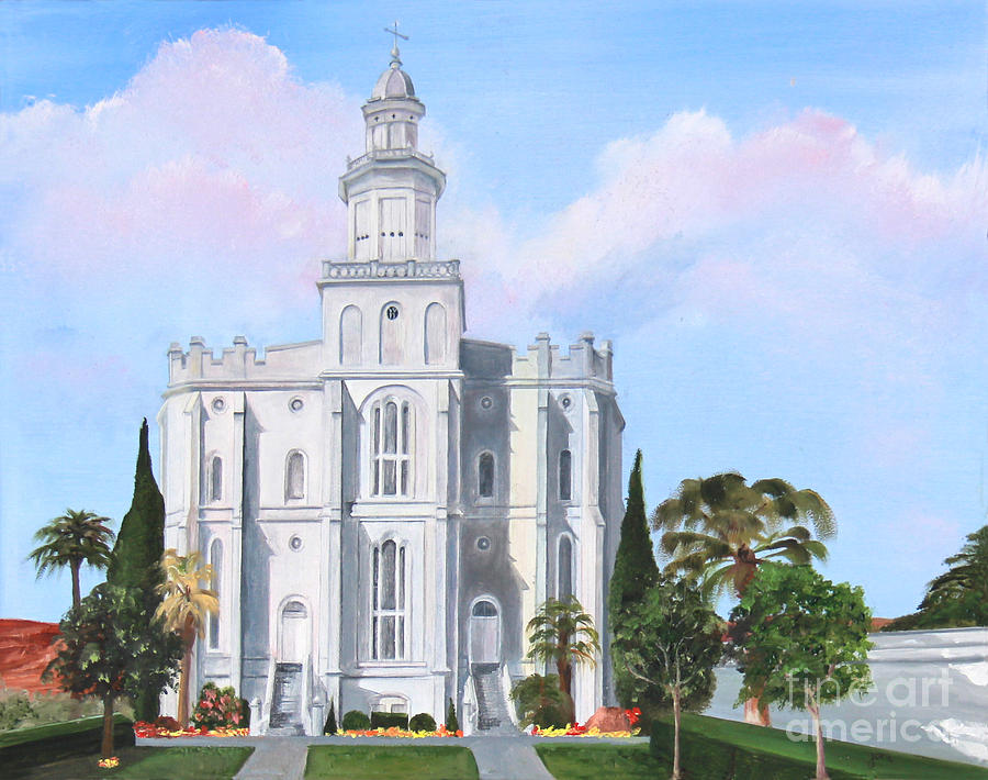 900x710 Sacred Steps St George Lds Temple Painting By Nila Jane Autry - St George Temple Painting