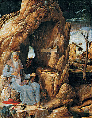 300x386 St. Jerome In The Wilderness (Mantegna) - St Jerome In The Wilderness Painting