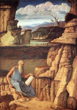 315x450 St Jerome Reading In The Countryside 1 Painting, Abellini Giovanni - St Jerome Painting