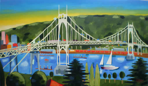 511x298 Portland Prints Christopher Bibby - St Johns Bridge Painting