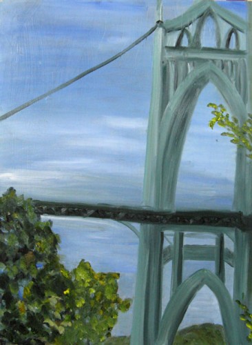 366x500 Wonky Paintings June O. Underwood - St Johns Bridge Painting