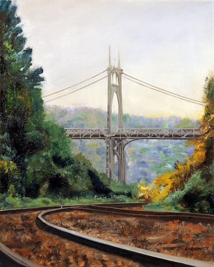 440x550 Christopher B. Mooney Paintings Of Suspension Bridges - St Johns Bridge Painting